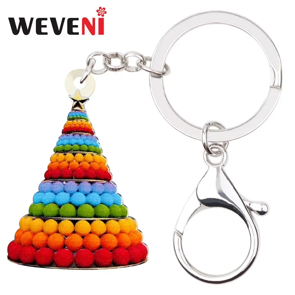 WEVENI Акриловые Рождественские Цветные брелки с шариками и елкой кольца подвески