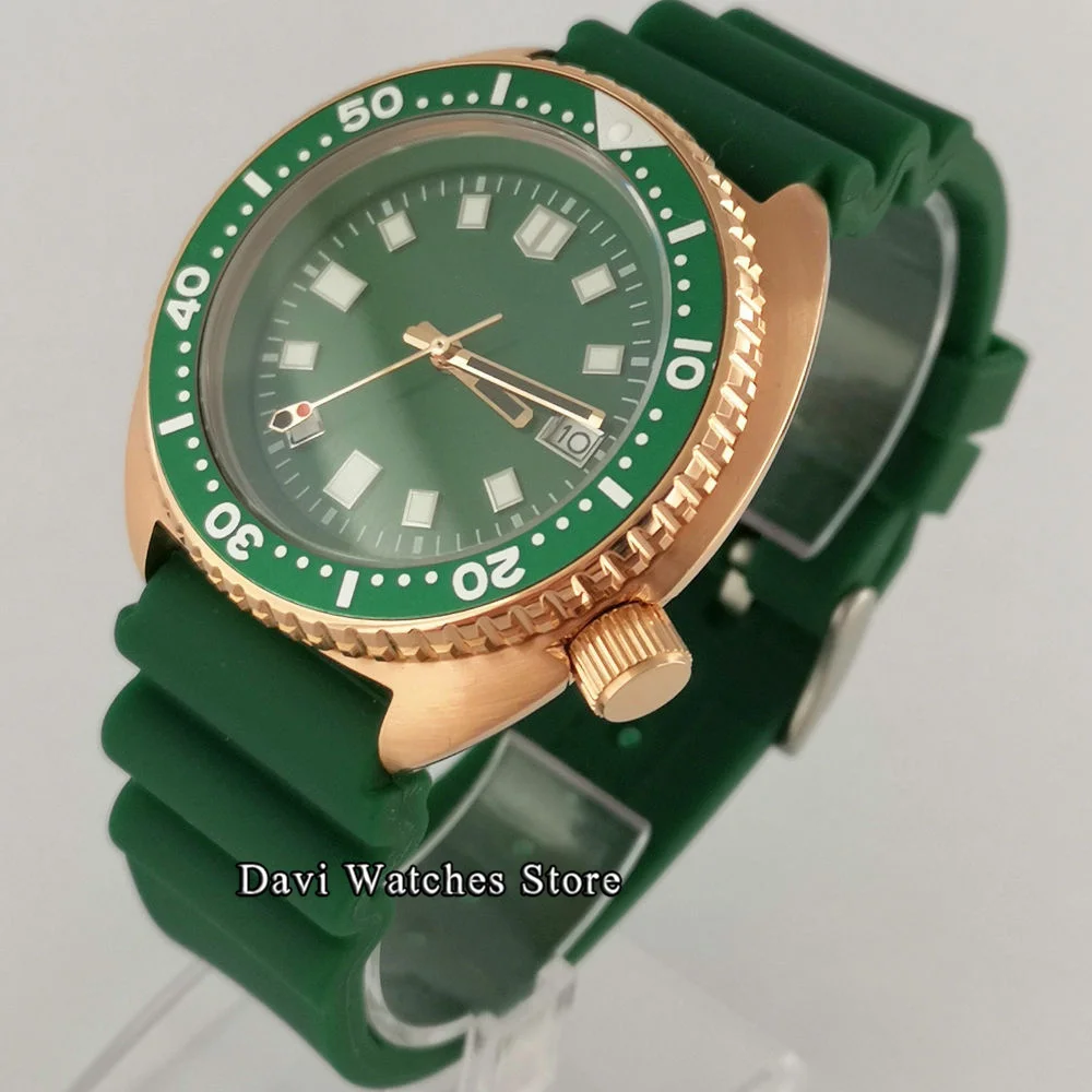 

45mm Sterile Green Dial Mens Watch Bliger Watch C3 Green Luminous Rose Gold Case Japan NH35A Automatic Movement Male Wristwatch