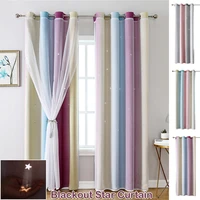 star printed blackout curtains for kids bedroom rainbow light doubled layer living room curtains gradient grommet window drapes