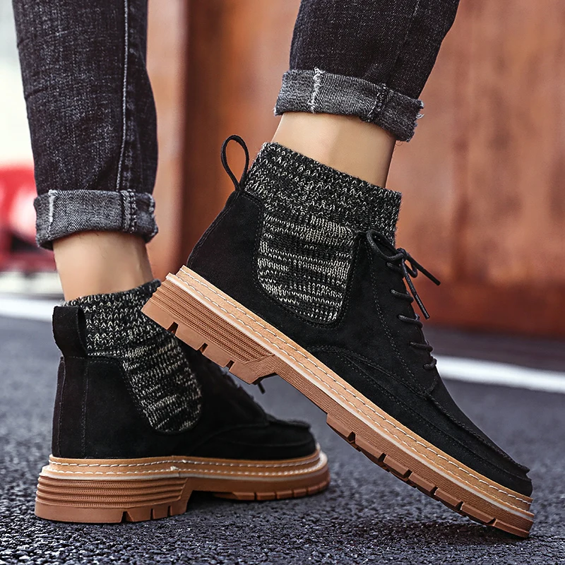 2019 Autumn New Men Boots High Quality Flannel Winter High-top Ankle Shoes Fashion Work | Обувь