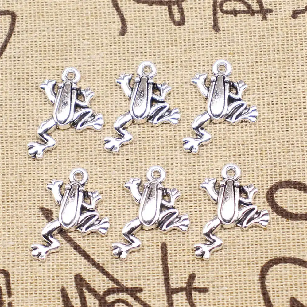

Charms for jewelry making 20pcs 23x17mm antique silver color frog charms