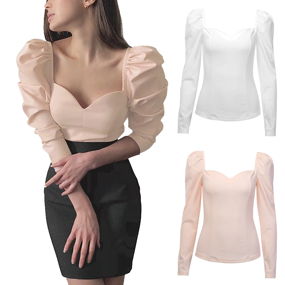 Женская облегающая блузка Twotwinstyle повседневная однотонная с V-образным вырезом