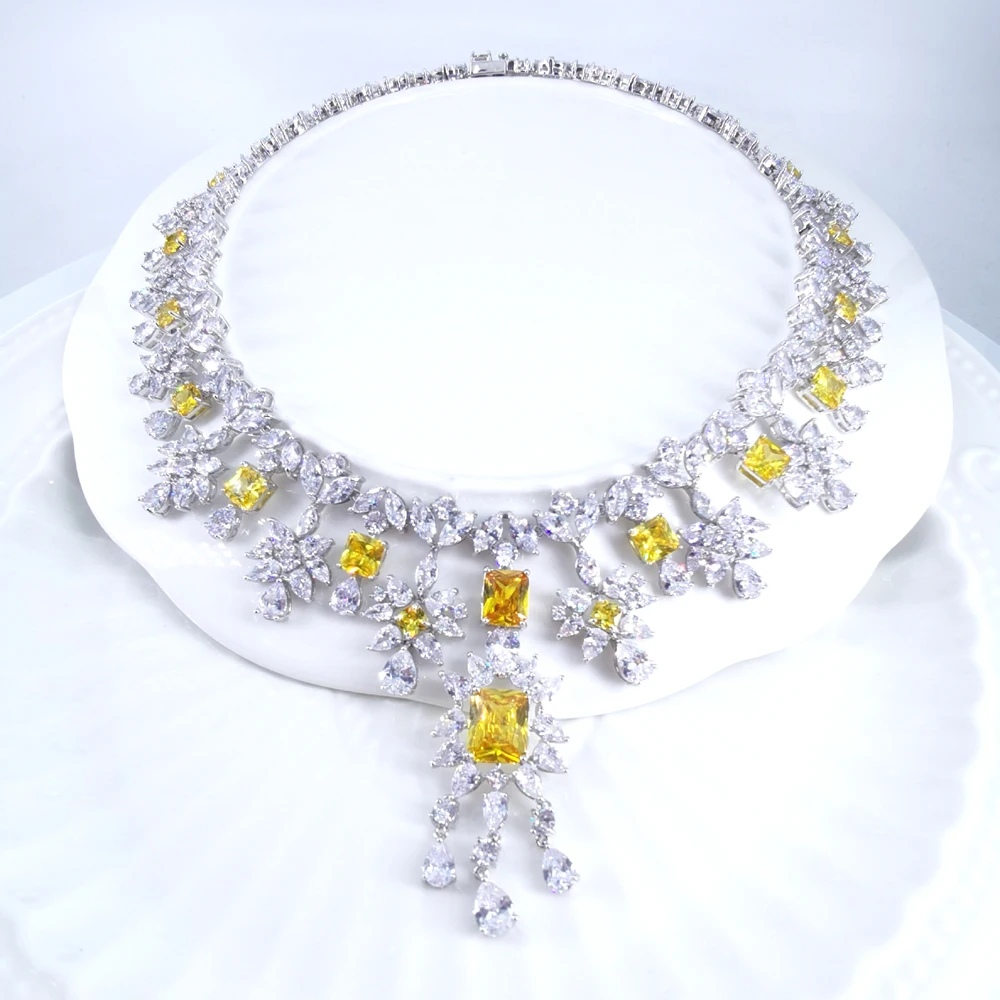 2021 новые модные роскошные элегантные желтый цветок кубического циркония