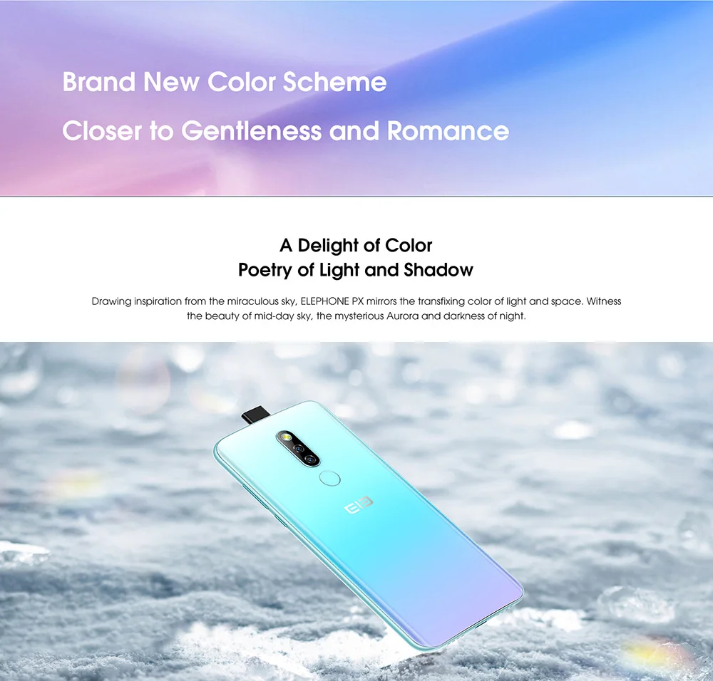 Elephone PX 4G смартфон 6,5 дюймов FHD полноэкранный Восьмиядерный 4 Гб ОЗУ 64 Гб ПЗУ 16 МП всплывающая камера Android 9,0 type C мобильный телефон