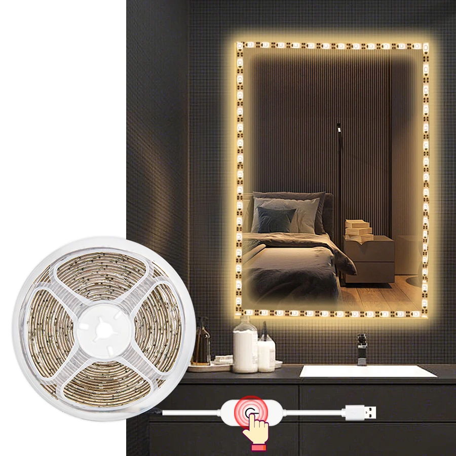 Светодиодная лампа для зеркала макияжа USB светильник туалетного столика с