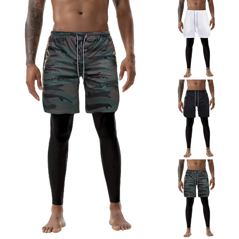 Для мужчин 2 1 джоггеры Шорты телефон безопасности карманами 2020 Весна Высокое