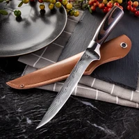 5cr15 boning knife stainless steel laser pattern fish knives sets leather case kitchen slicing knife peeling filleting cleaver