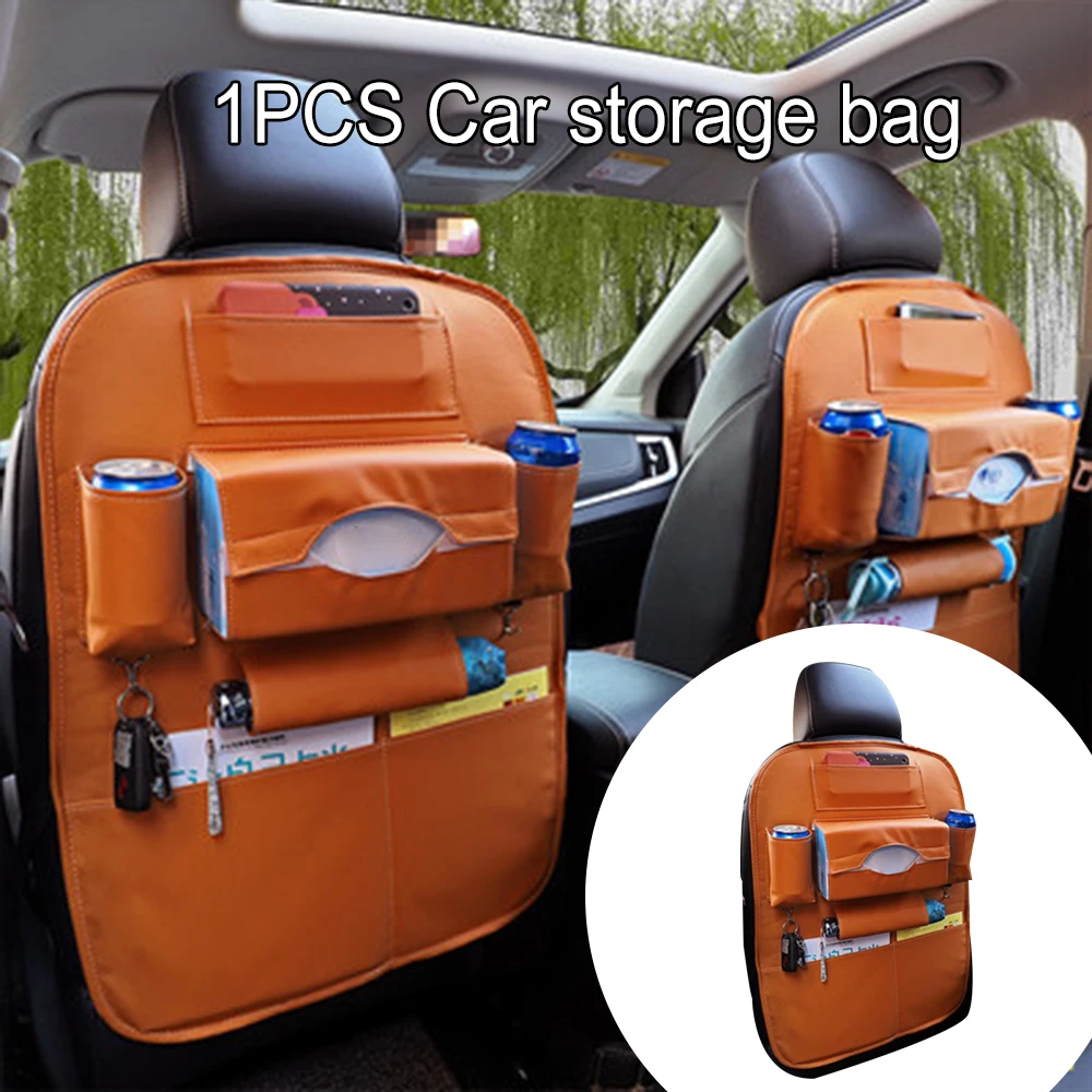 

Car Rear Seat Storage Hanging Bag Pu Car Interior Storage Organizer Packaging Waterproof General Bolsas De Almacenamiento