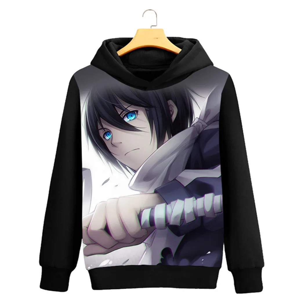Толстовка Noragami Yato с рисунком аниме для косплея унисекс Черная длинным рукавом Iki