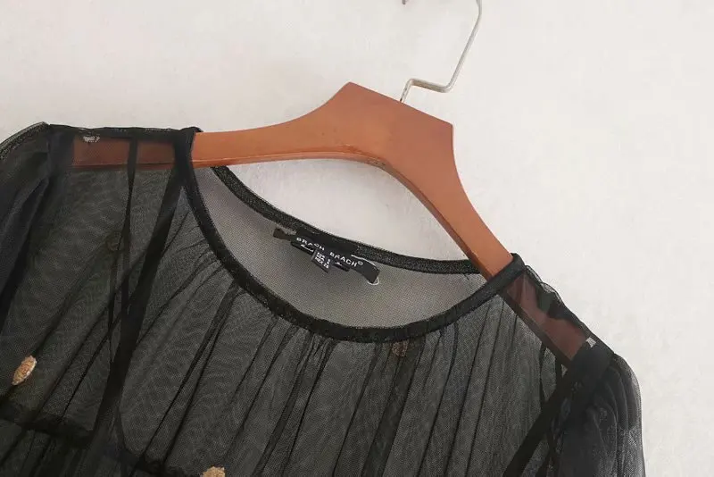 Женские сексуальные прозрачные черные сетчатые платья повседневные с оборками