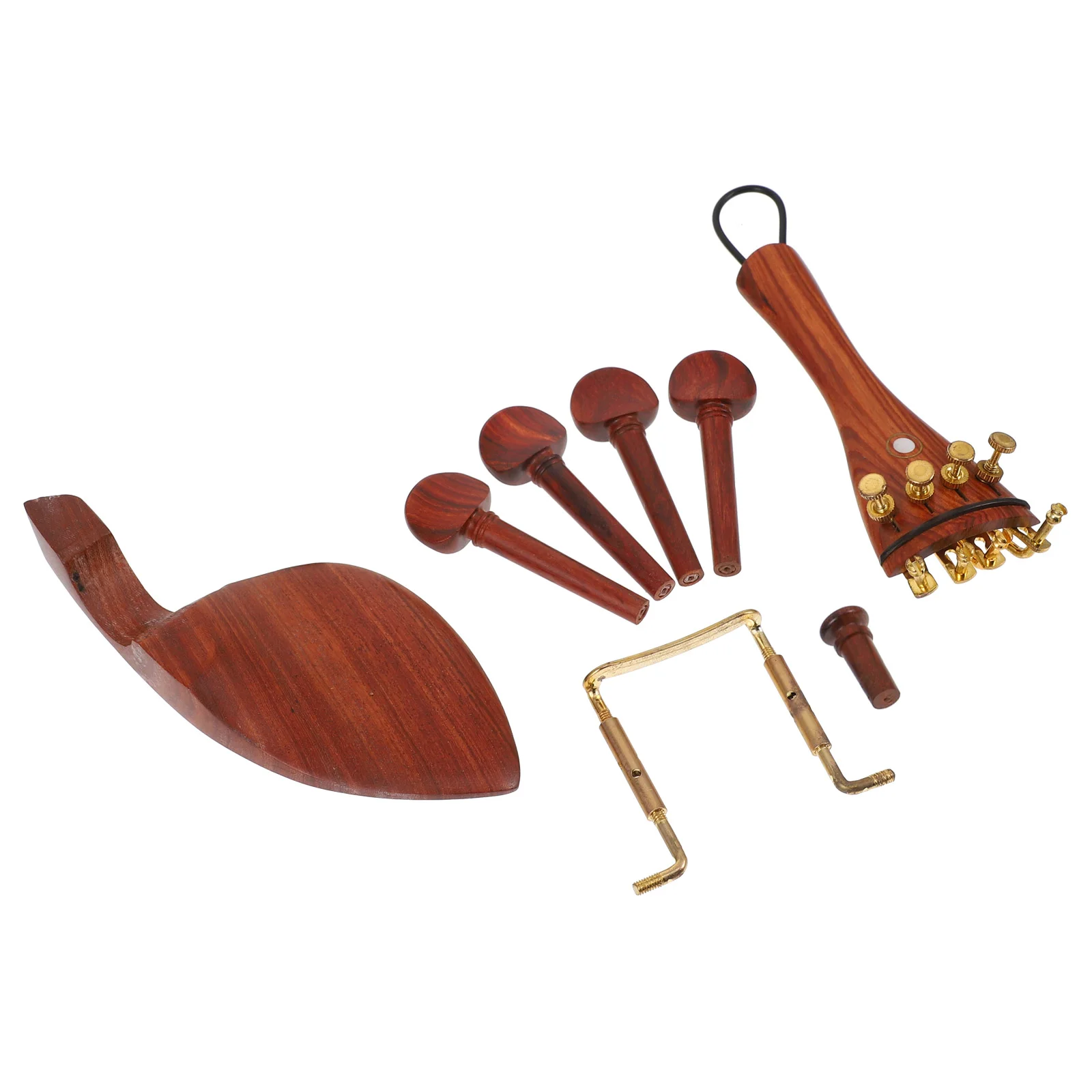 

1 Set Wooden Violin Parts Wood Craft Tuning Pegs Chin Rest Endpin Parts