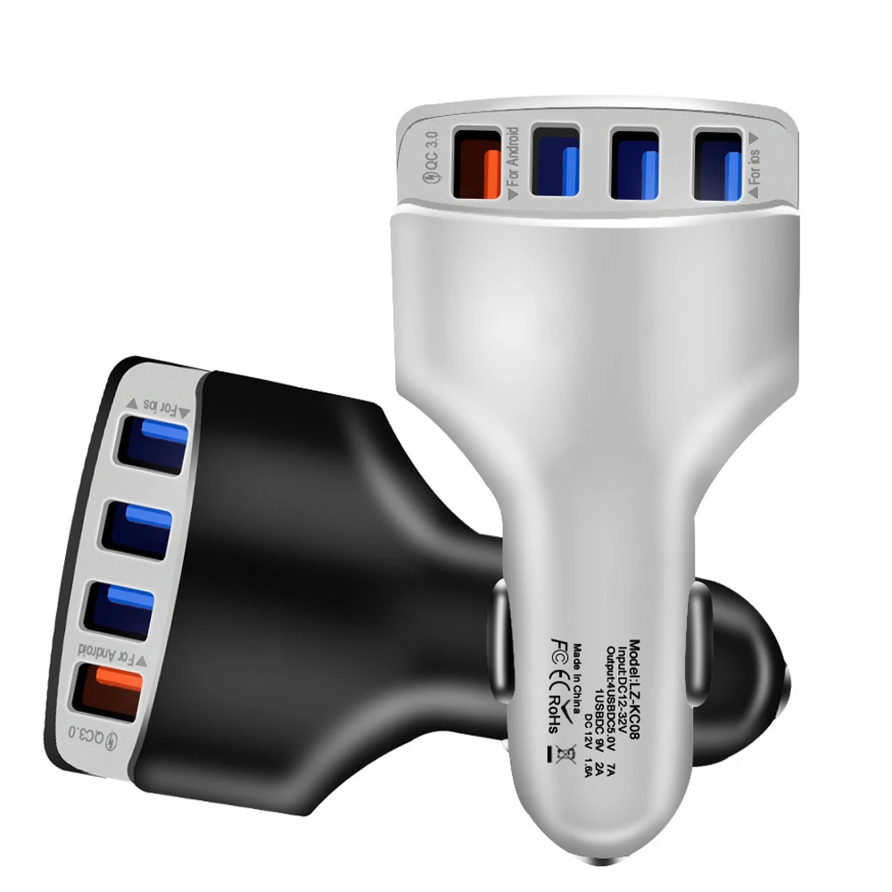 Автомобильное зарядное устройство с 4 портами USB 3.5A быстрое QC 3 0 для iPhone 11