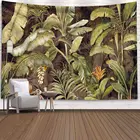 Тропические листья гобелены с цветами, Висячие на стену тропические листья, цветочный узор, большой фон, Потолочная стена
