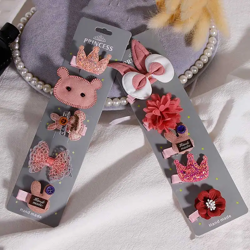 Заколки для волос с бантом в виде короны девочек 5 шт./компл. подарок принцессы