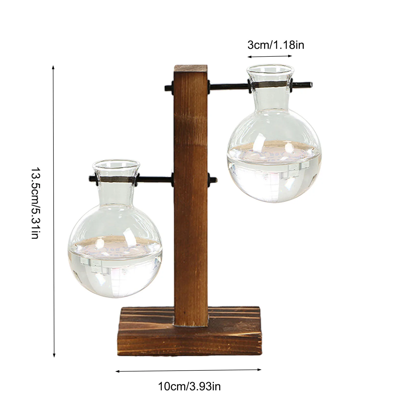 

Desktop Glass Planter Bulb Vase With Retro Solid Wooden Stand For Hydroponics Plants Home Garden Wedding Decors