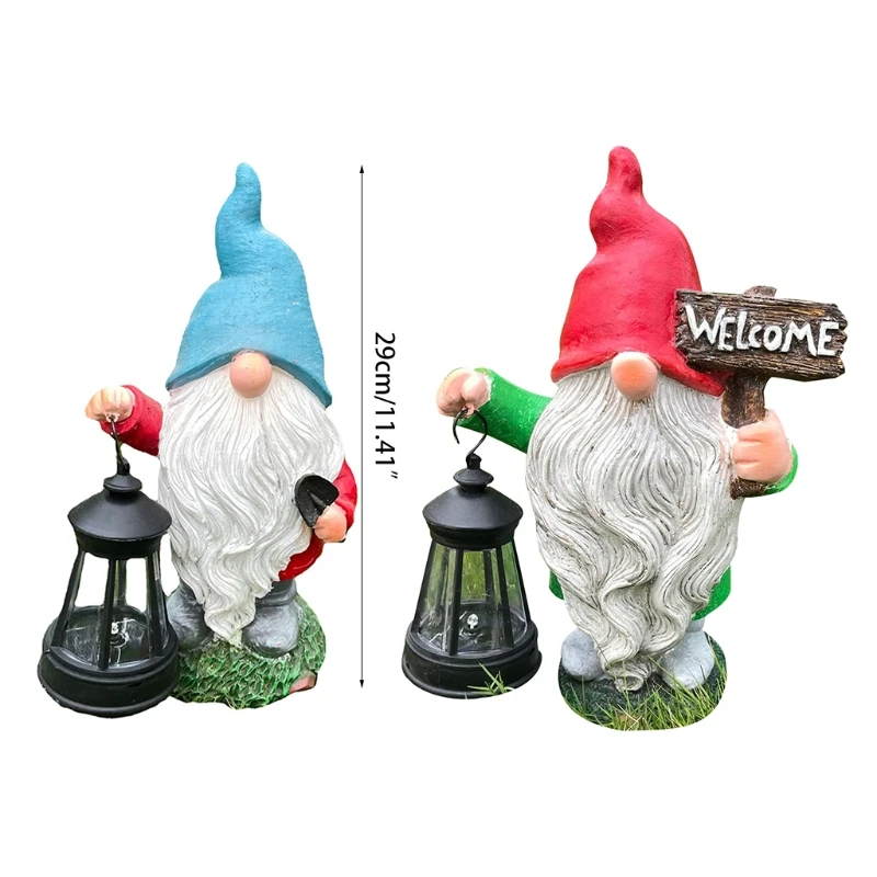 

Solar Glowing Garden Gnome Statue Garden Ornament Lighted Sculpture Cute Cartoon