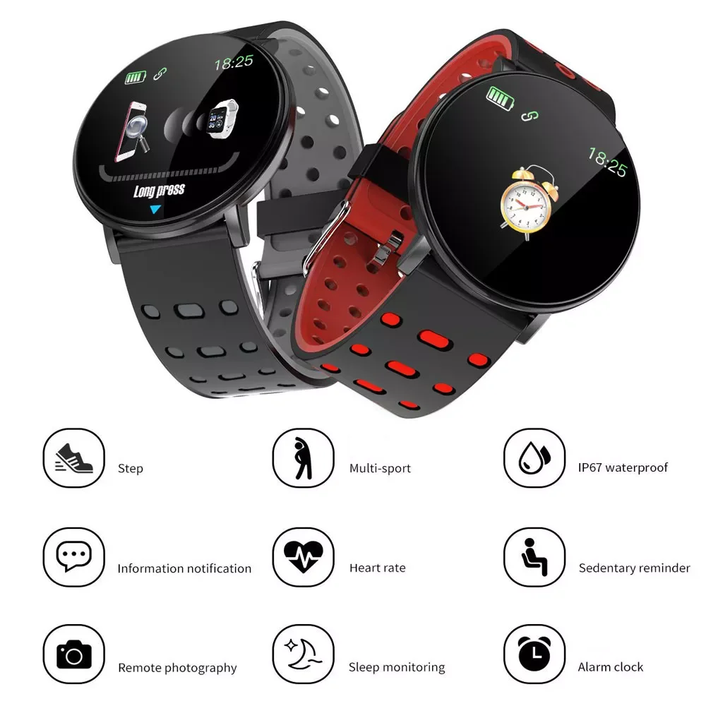 119plus Смарт-часы Браслет фитнес-трекер Шагомер IP67 Bluetooth монитор сна пульсометр