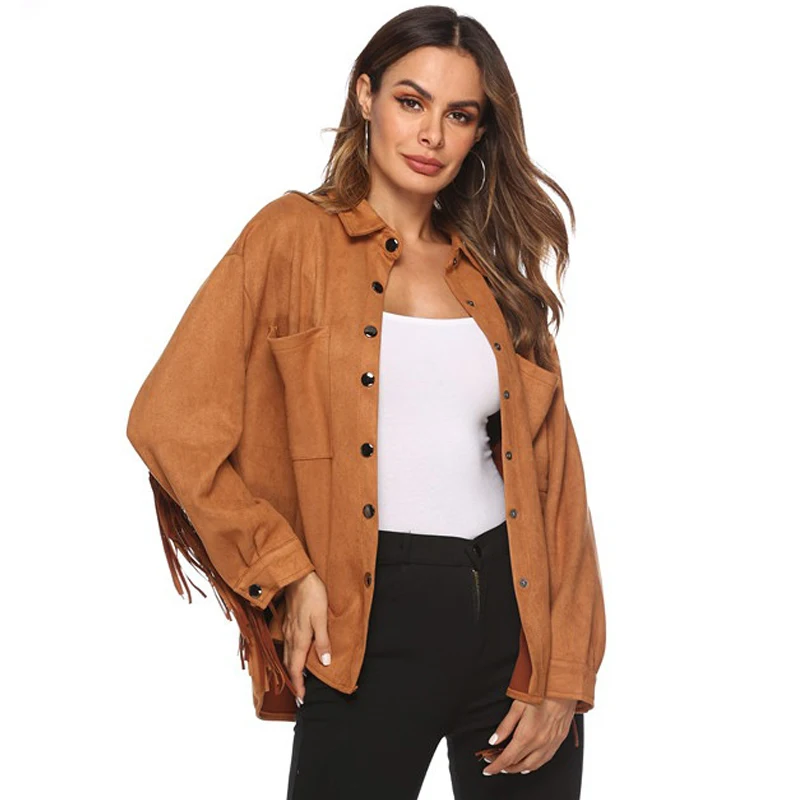 Ellacey/Осенняя куртка с кисточками в стиле панк женская модная Свободная