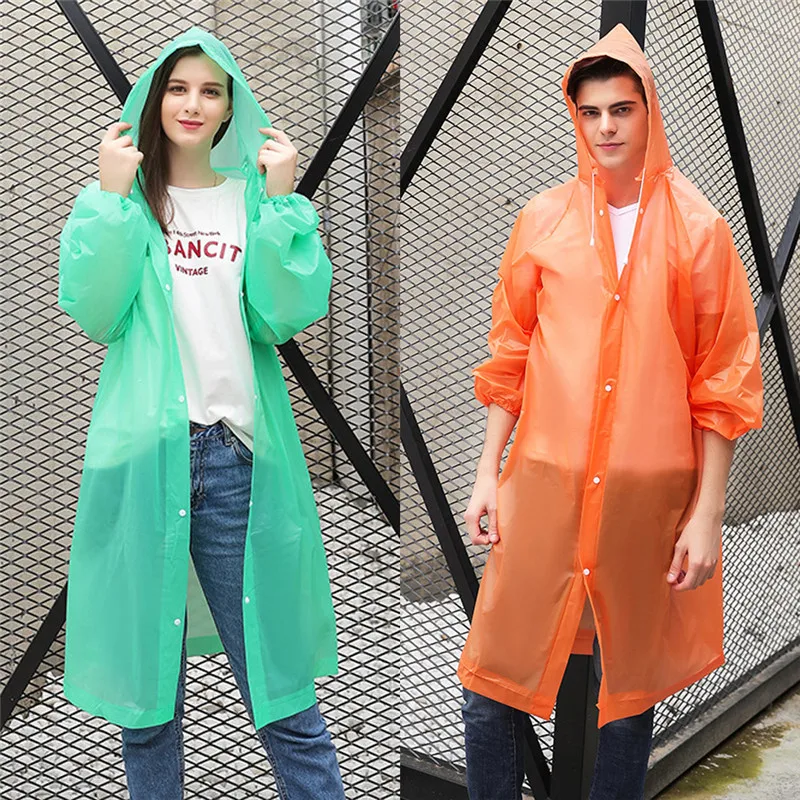 

Raincoat Transparent Clear See Through Rain Coat Outdoor Waterproof Coat Hooded Long Sleeve EVA Cover Baby Girl Boy Raincoats