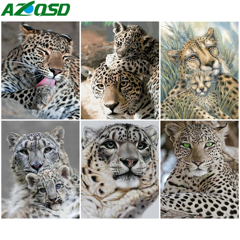 Картина AZQSD по номерам холст леопард украшение для дома 40x50 см Раскраска животные