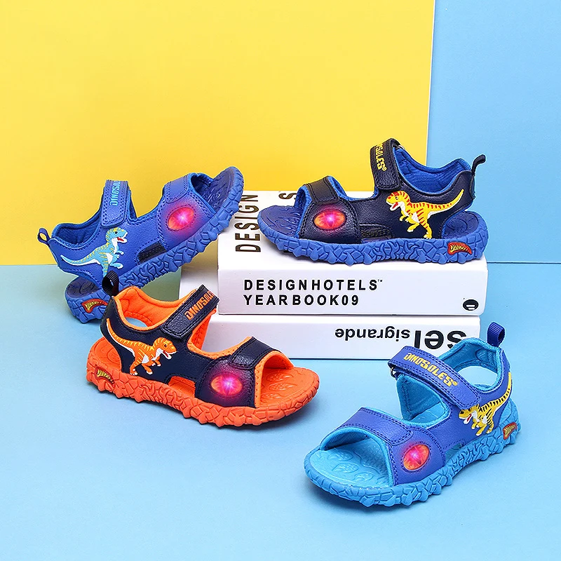 Сандалии Детские из искусственной кожи с подсветкой Нескользящие летние