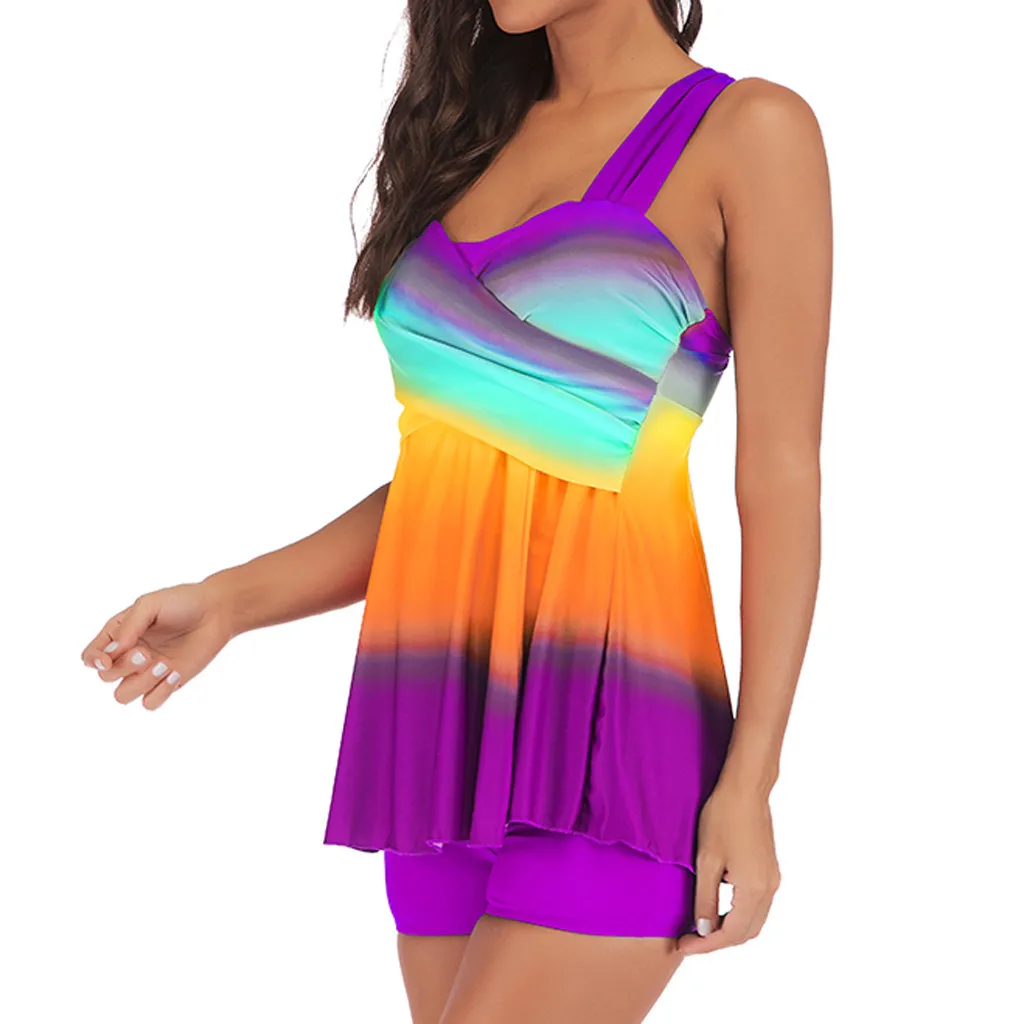 Смешанный консервативный раздельный купальник размера плюс танкини hoilday пляжная