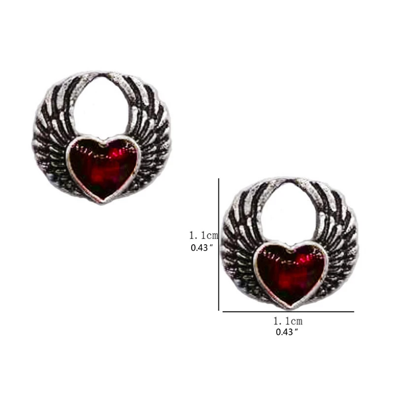 

Retro Small Red Heart Wing Stud Earrings Gothic Red Blood Heart Earrings Wing Ear Stud Earring for Women Fashion Jewelry