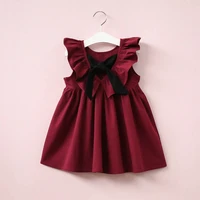 new summer flying sleeve solid baby girl clothes ruffles backless children dress leisure lovely baby dress kids clothing