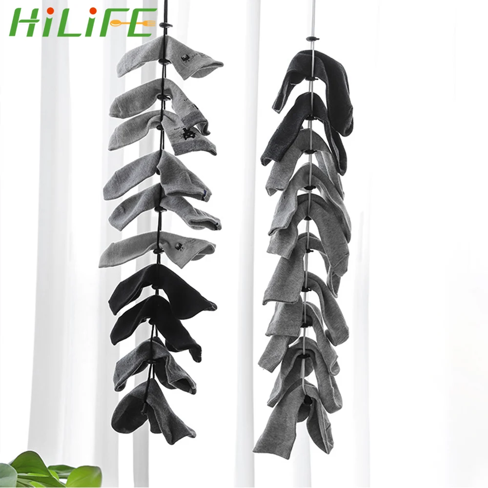 HILIFE 70 см корзина для стирки одежды сетчатая бельевая веревка с крючком носков