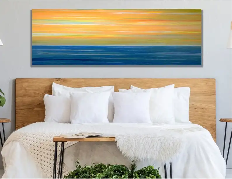 

Настенный декор для береговой стены, морской пейзаж, холст для океана, Картина на холсте для гостиной, Настенная картина, большая горизонтал...