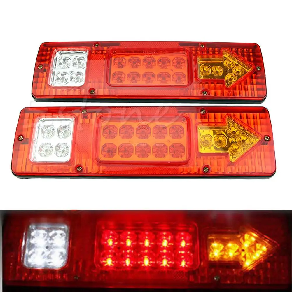 

Hot 2pcs 12V 19 LED Car Trailer Rear Tail Stop Turn Light Indicator Lamp