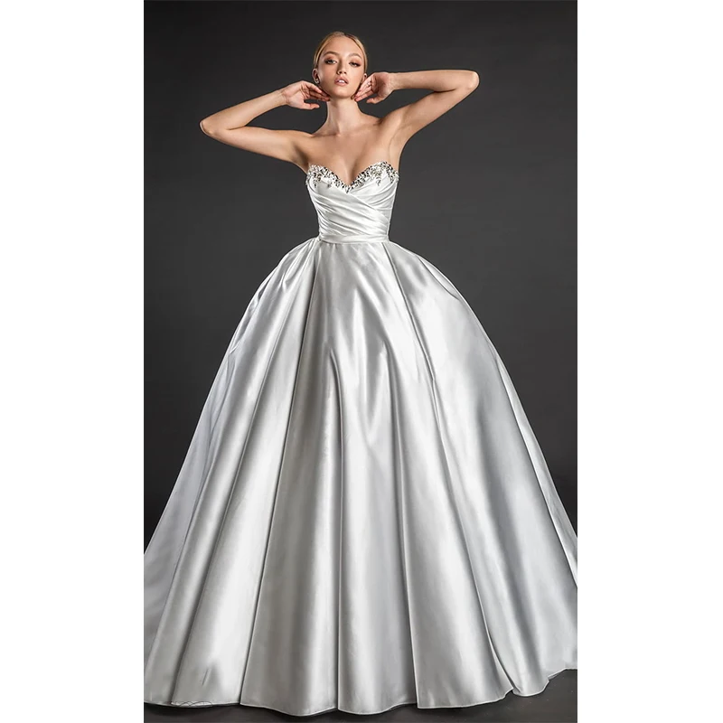 Купи Luxury A-line Sweetheart Wedding Dress Sequins Big Bow Princess Bridal Gown Customized Floor-length Vestido De Casamento за 4,583 рублей в магазине AliExpress