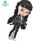 Модная кожаная куртка, рваные штаны, подходят для куклы Blyth, кукла азон OB23 OB24, аксессуары для кукол