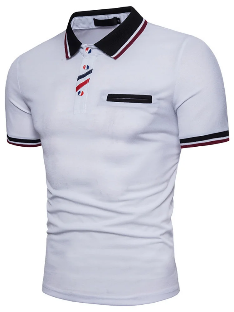 

Lapel Business Solid Color Paul Polo Shirt Men's Short-sleeved Casual Plus Size Summer Gentleman Mid-sleeved T-shirt for Men