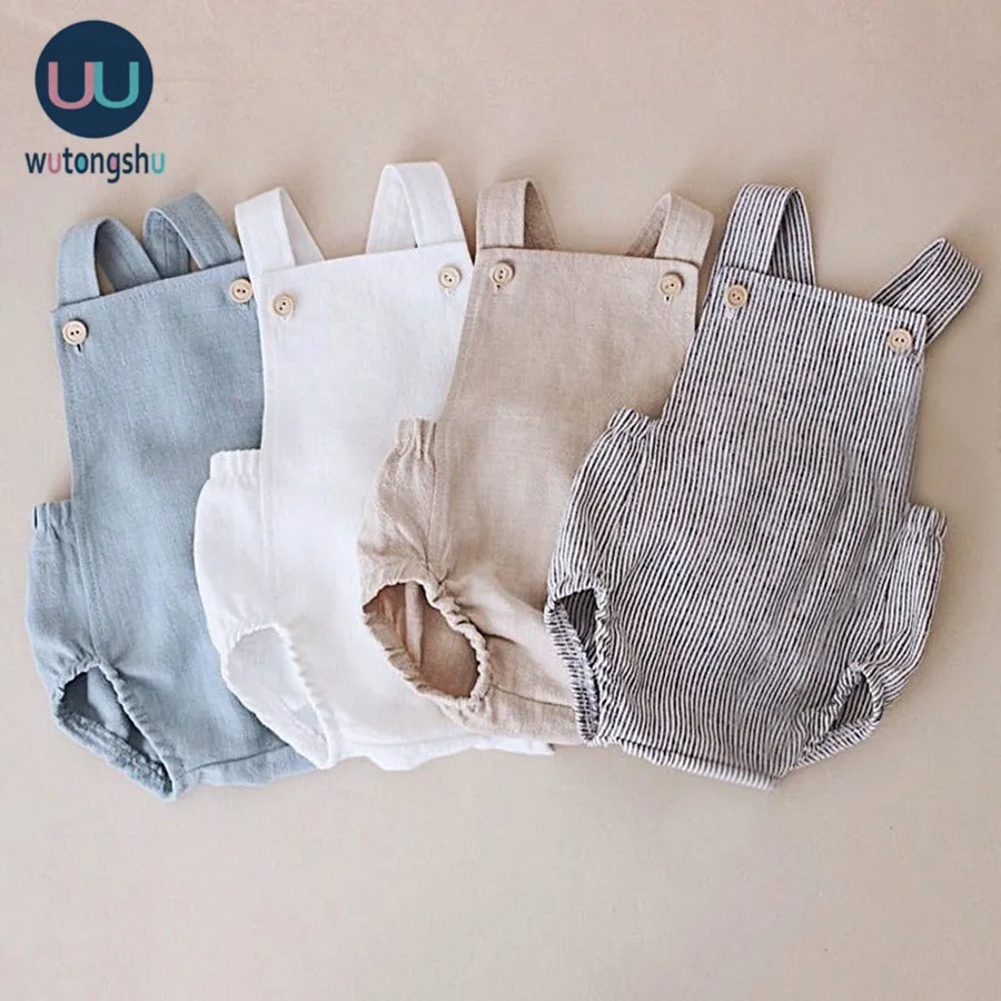 Комбинезон для маленьких мальчиков Летняя льняная хлопковая одежда унисекс