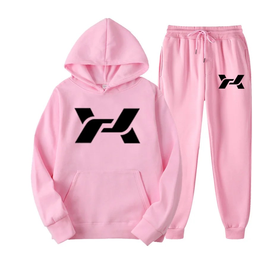 

2021 brand spring and autumn men's hoodie + sweatpants suit solid color fashion casual outdoor running sports suit men