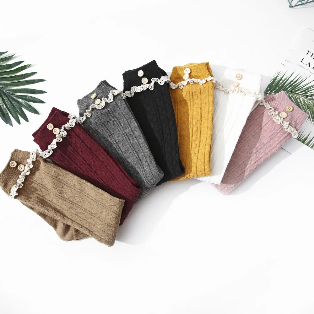 Женский зимний теплый вязаный длинный ботинок носки до колена облегающие чулки