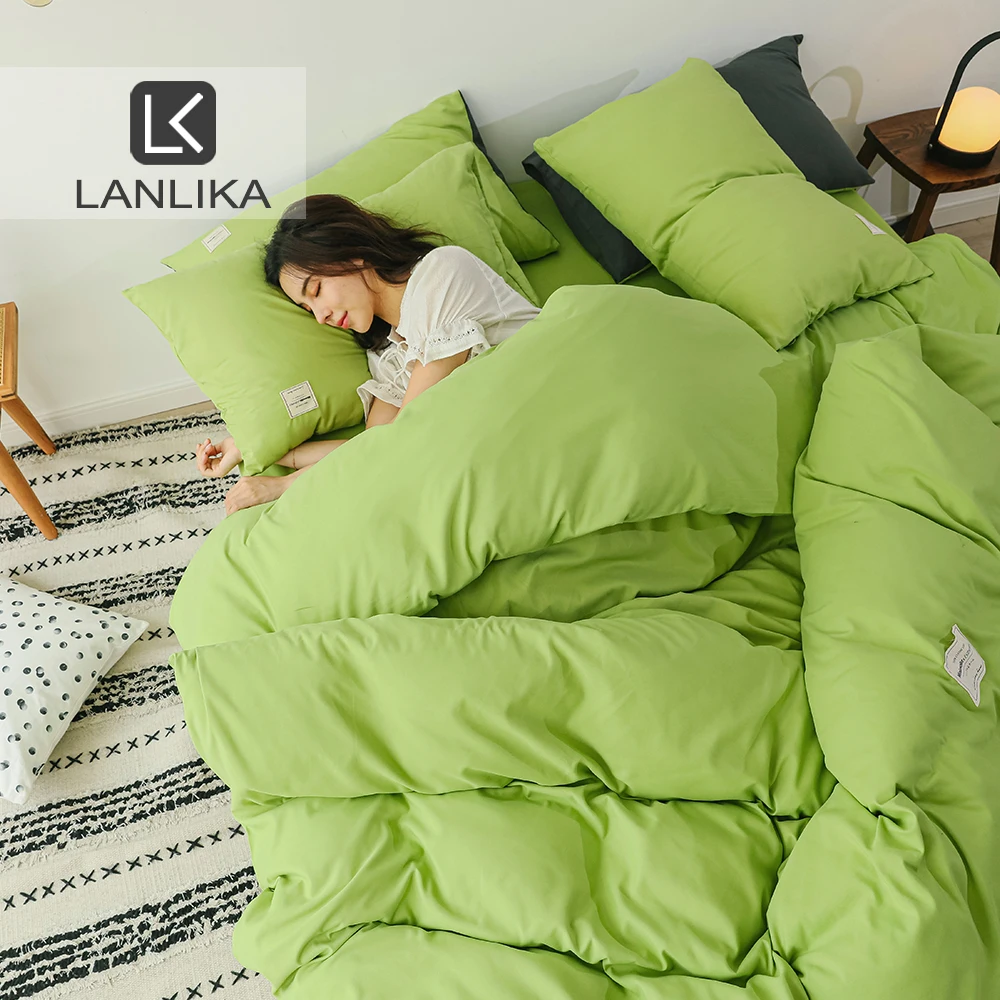 

Lanlika Luxury Bedding Set Duvet Cover Fitted Sheet/Flat Sheet Cotton Home Decor Adult Single Double Queen Elastic Band Sheet