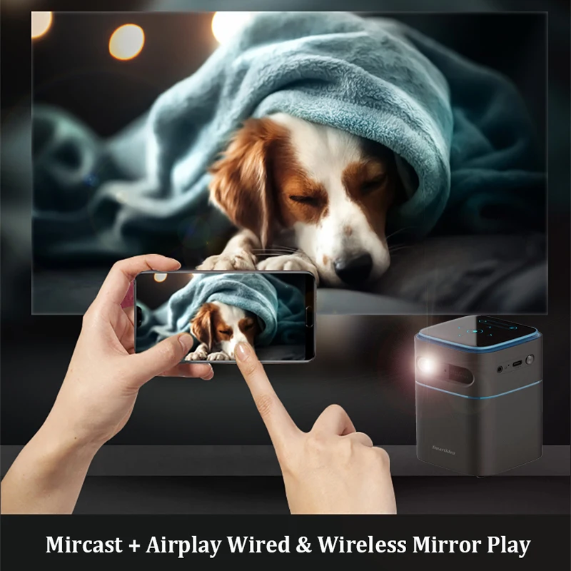 Карманный смарт проектор Smartldea D042 Android9.0 5G Wifi BT5.0 DLP мини Поддержка батареи 4K
