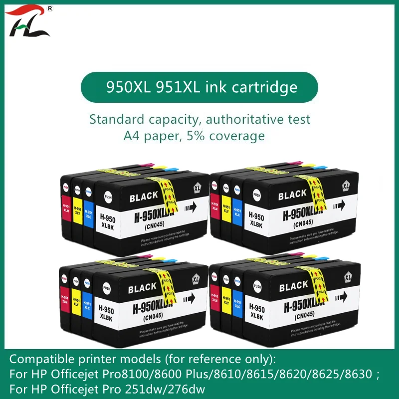 

16 pcs For HP Officejet Pro 8100 8600 8610 8615 8620 8625 8630 251dw 276dw Ink Cartridge With Ink For HP 950XL 951XL 950 951 XL