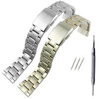 stainless steel watch strap wrist bracelet metal watchband with folding clasp for men women 121416182022mm