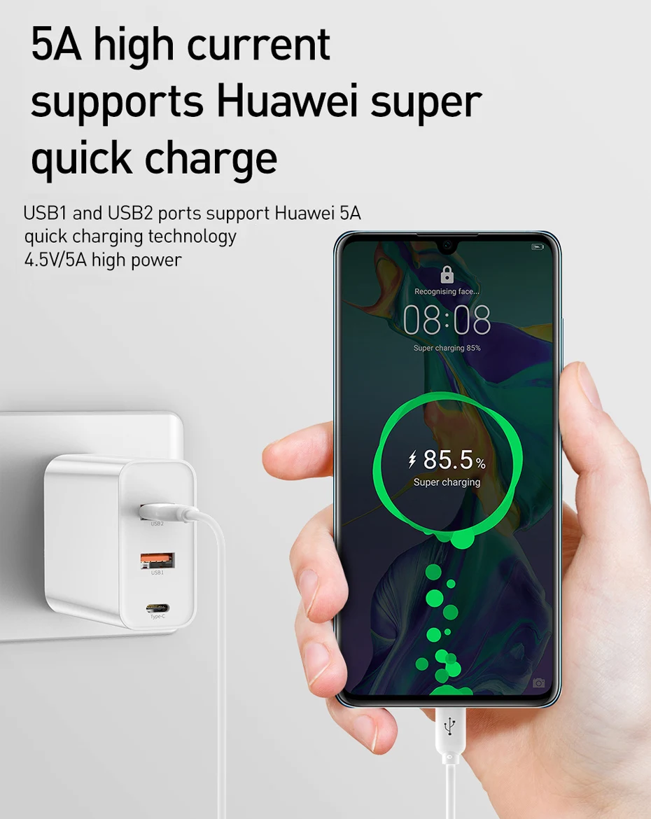 Baseus 3 порта USB PD зарядное устройство 60 Вт для iPhone 11 Pro Xs Max XR быстрое зарядное устройство для телефона Quick Charge 4,0 3,0 FCP SCP для Xiaomi huawei