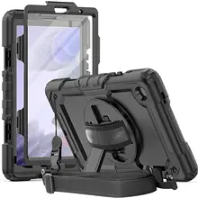 Hand Strap 360 Rotatable Kickstand Rugged Protective Case For Samsung Galaxy Tab A7 Lite Case 8.7“ Screen Protector SM-T225/T220