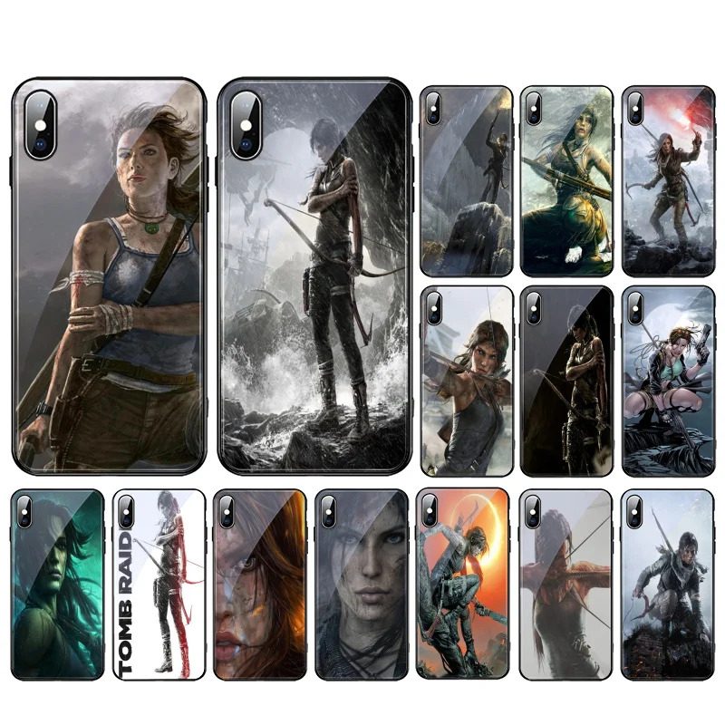 

Lara Croft Tomb Raider Glass phone case For iphone 11 Pro Max for iphone 13 12 11 Pro Max XS XR X 8 7 Plus SE2 Case