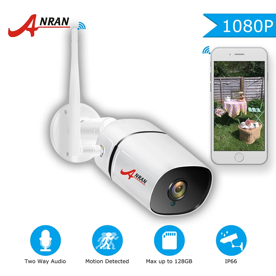 ANRAN 1080P IP камера Wifi наружная Водонепроницаемая 2.0MP камера безопасности Встроенный слот для sd-карты беспроводная камера наблюдения аудио