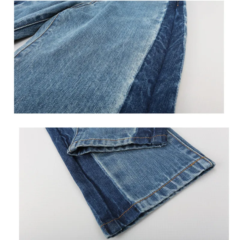 

Denimcolab 2021 Fashion Contrast Jeans Women Casual Slim Ankle-Length Pants Ladies Simplicity England Style Jeans Trousers