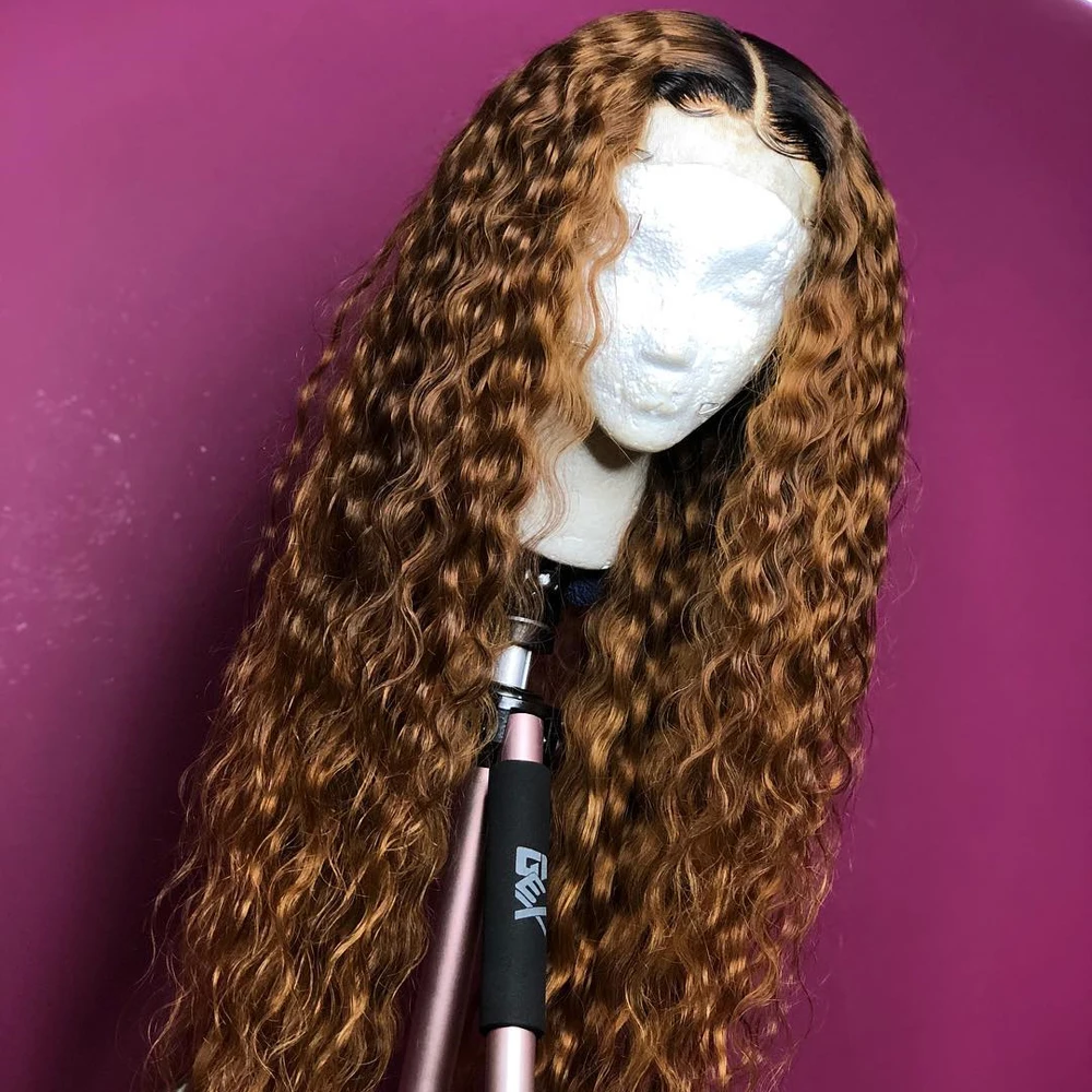 Вьющиеся эффектом деграде (переход от темного к 1b30 коричневый 13X6 глубокий часть