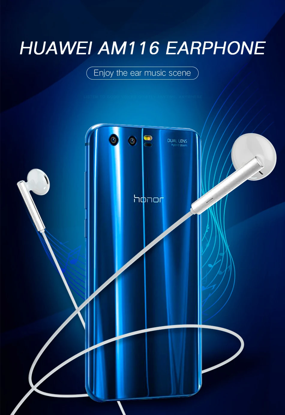 Huawei Honor Original Headset Three-button Remote Control With Microphone Half-ear Headset Original Mobile Phone Headset