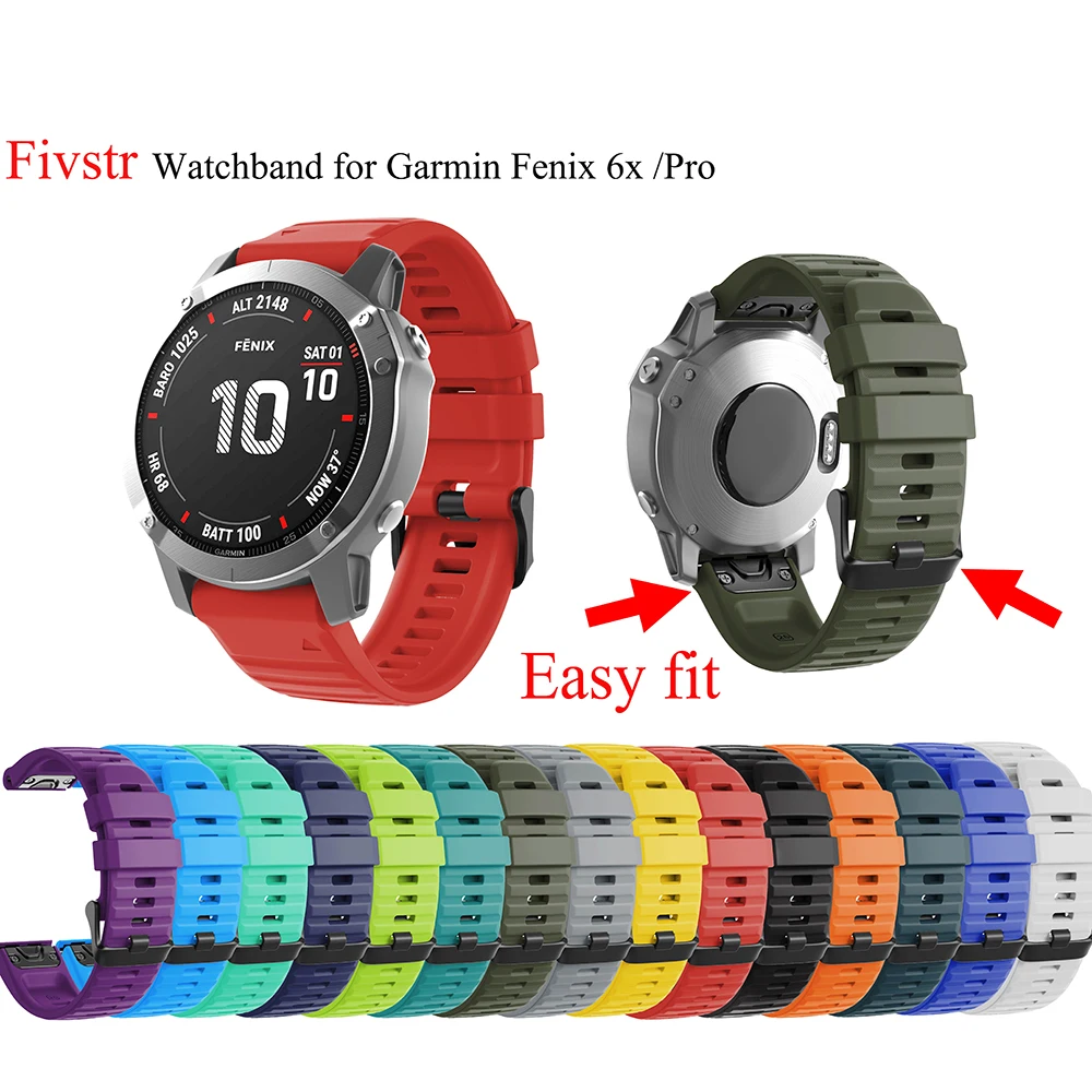 26 мм силиконовый отлично подходит для ремешок часов Garmin Fenix 6x 6 электронных