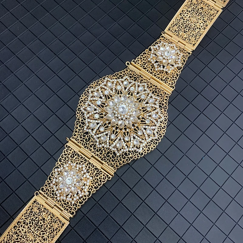 Arab fashion belt Women metal jewelry chain gold luxury bridal waist chain rhinoceros Caftan belt